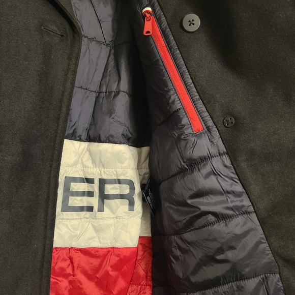 Tommy Hilfiger Men's Black Peacoat With Scarf Mens Size Medium - Picture 8 of 10